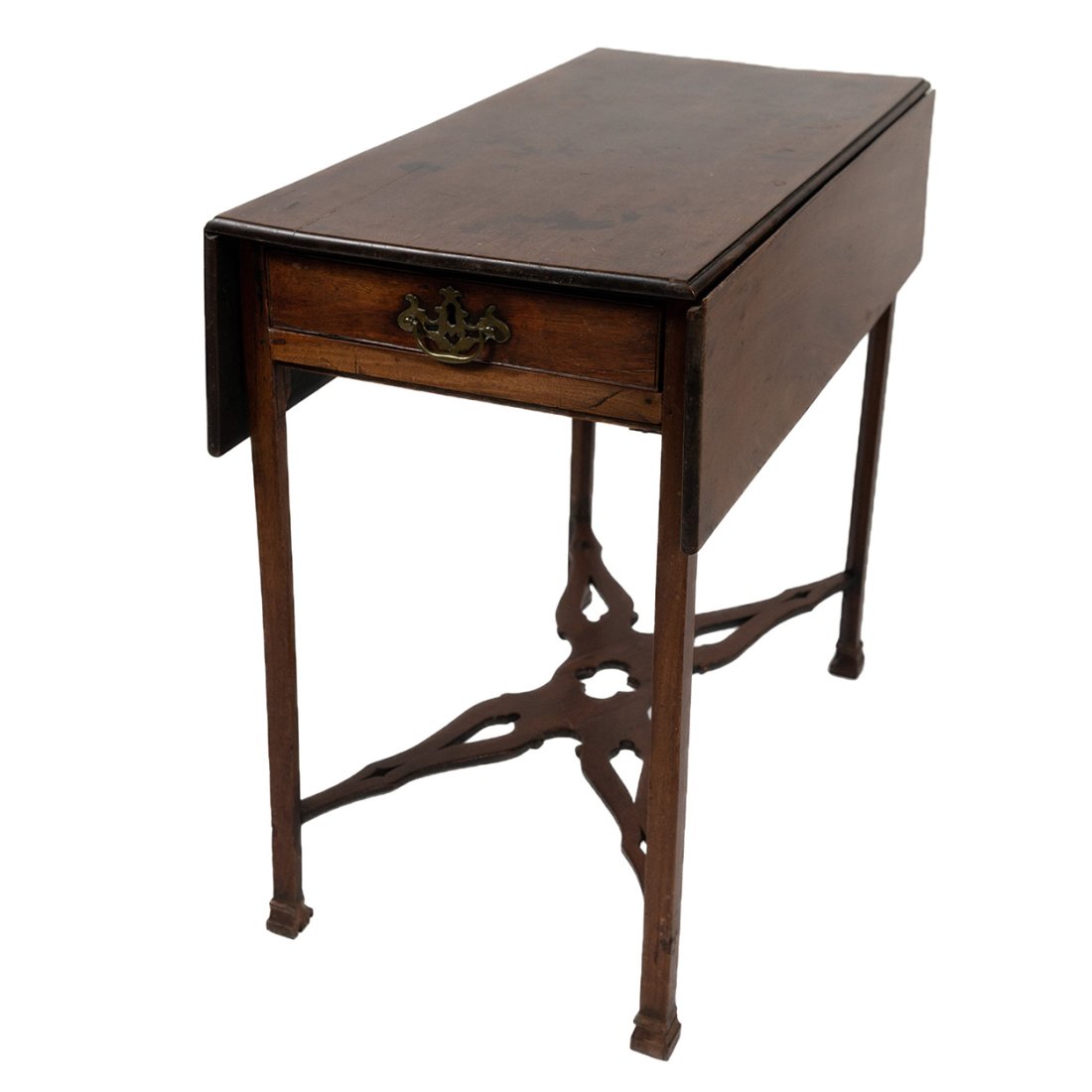 Antique Irish Pembroke Mahogany Drop Leaf Table with Stretcher (1 of 8)