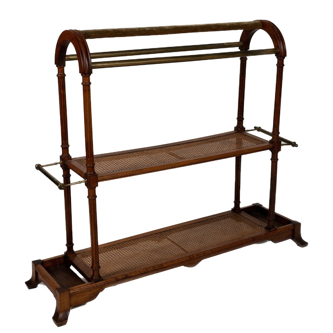 Early Victorian Walnut and Caned Two Tier Clothes Horse (1 of 7)