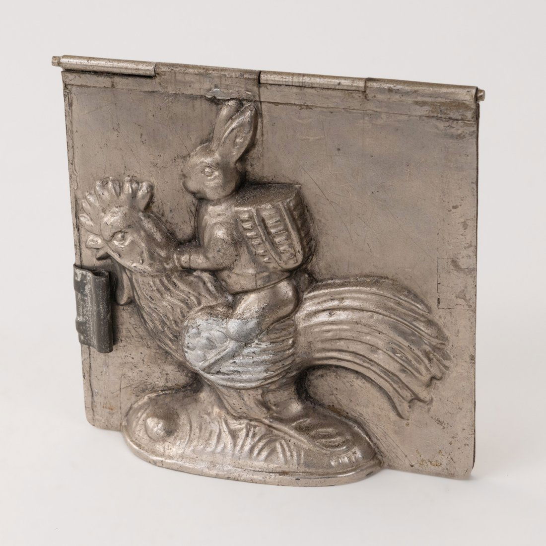Antique Rabbit with Basket Riding Rooster Chocolate Mold (1 of 3)