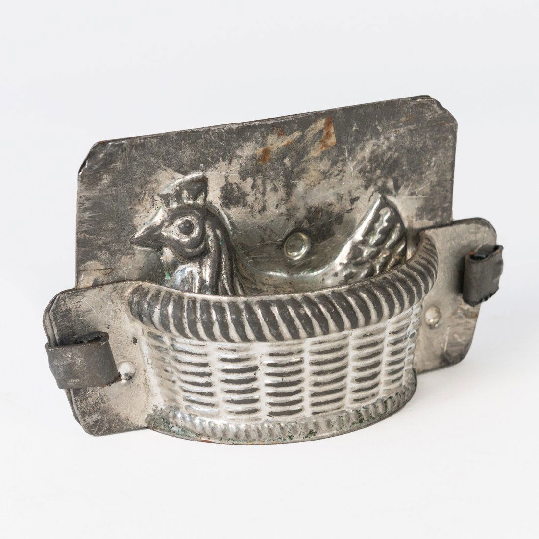 Vintage 2pc. Hen inside Basket Chocolate Mold (1 of 5)