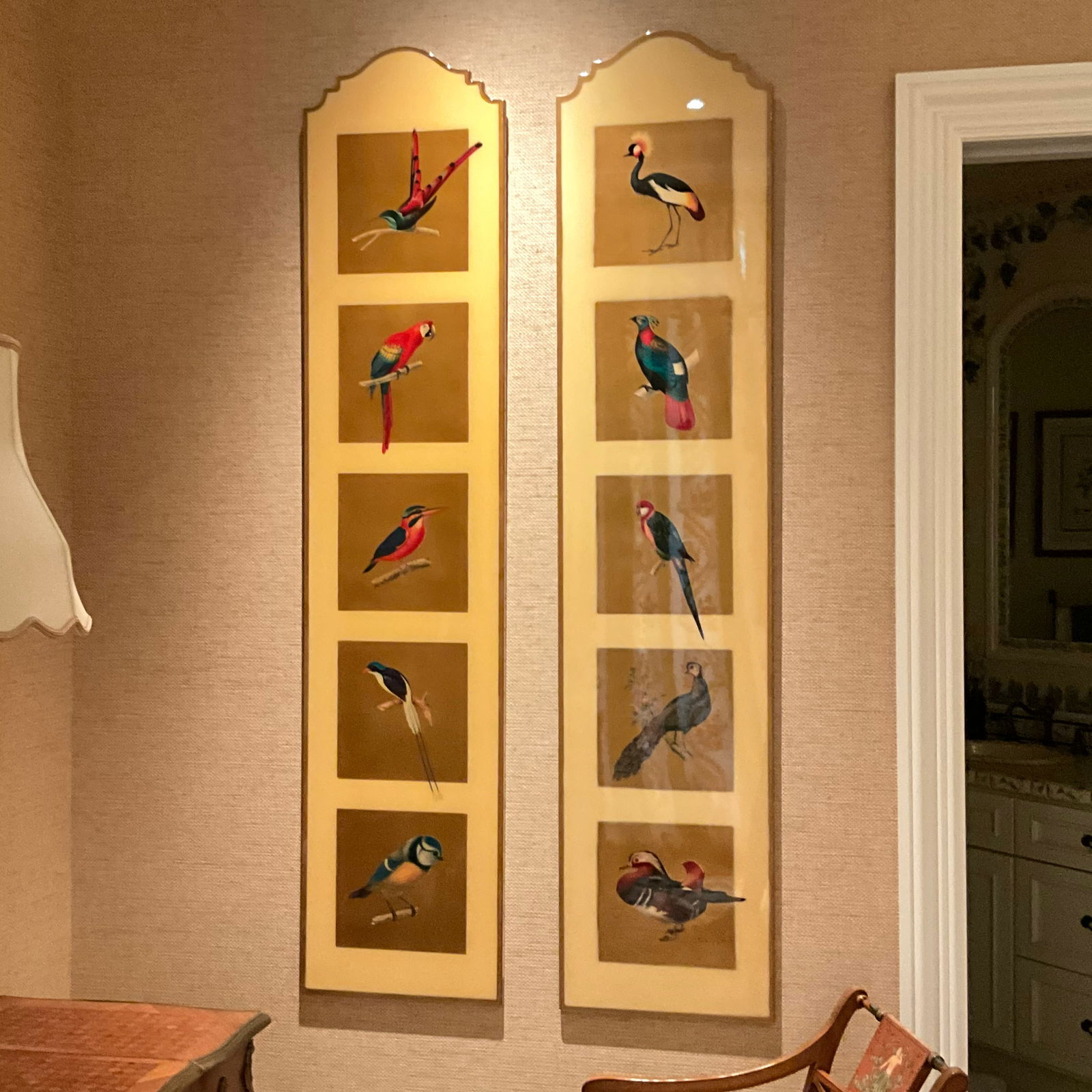 Set of Two Lacquered Bird Panels Wall Art (1 of 4)