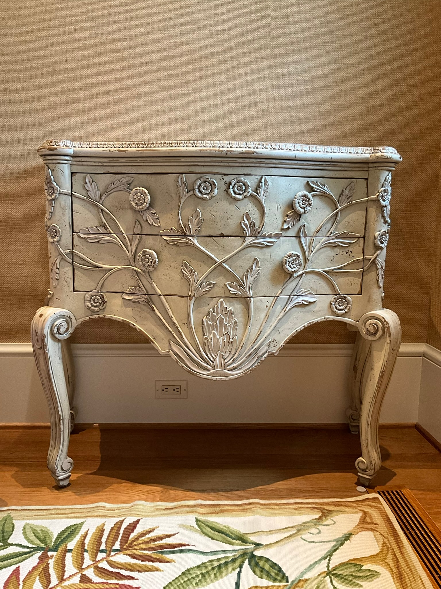Habersham Whitewashed Carved Two Drawer Nightstand (1 of 4)