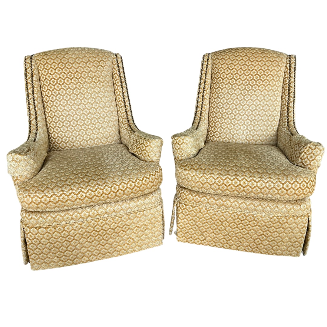Pair of Custom Upholstered Yellow Chairs By Century Furniture (1 of 10)