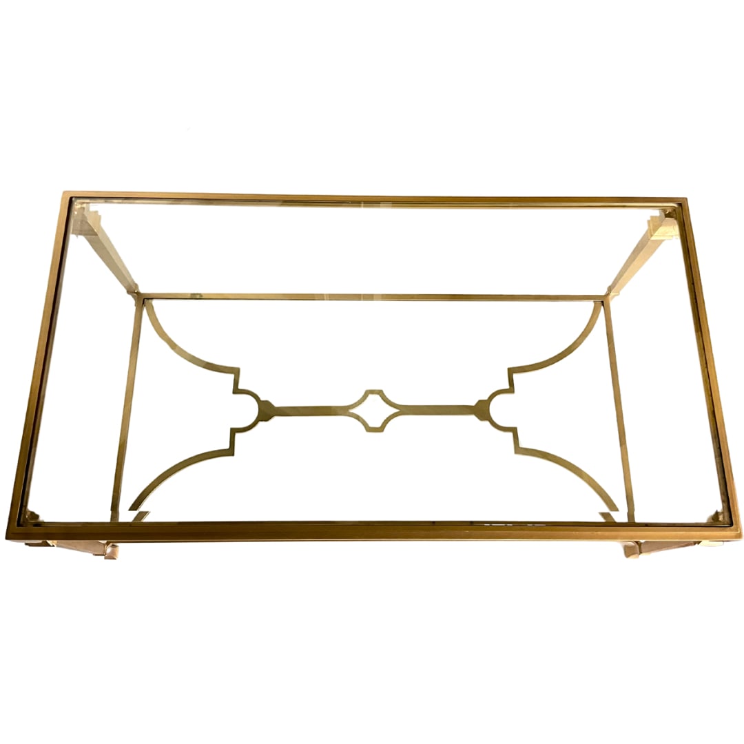 Vintage Louis XVI Paul M. Jones Style Gilt Wrought Iron Glass Top Coffee Table (1 of 6)