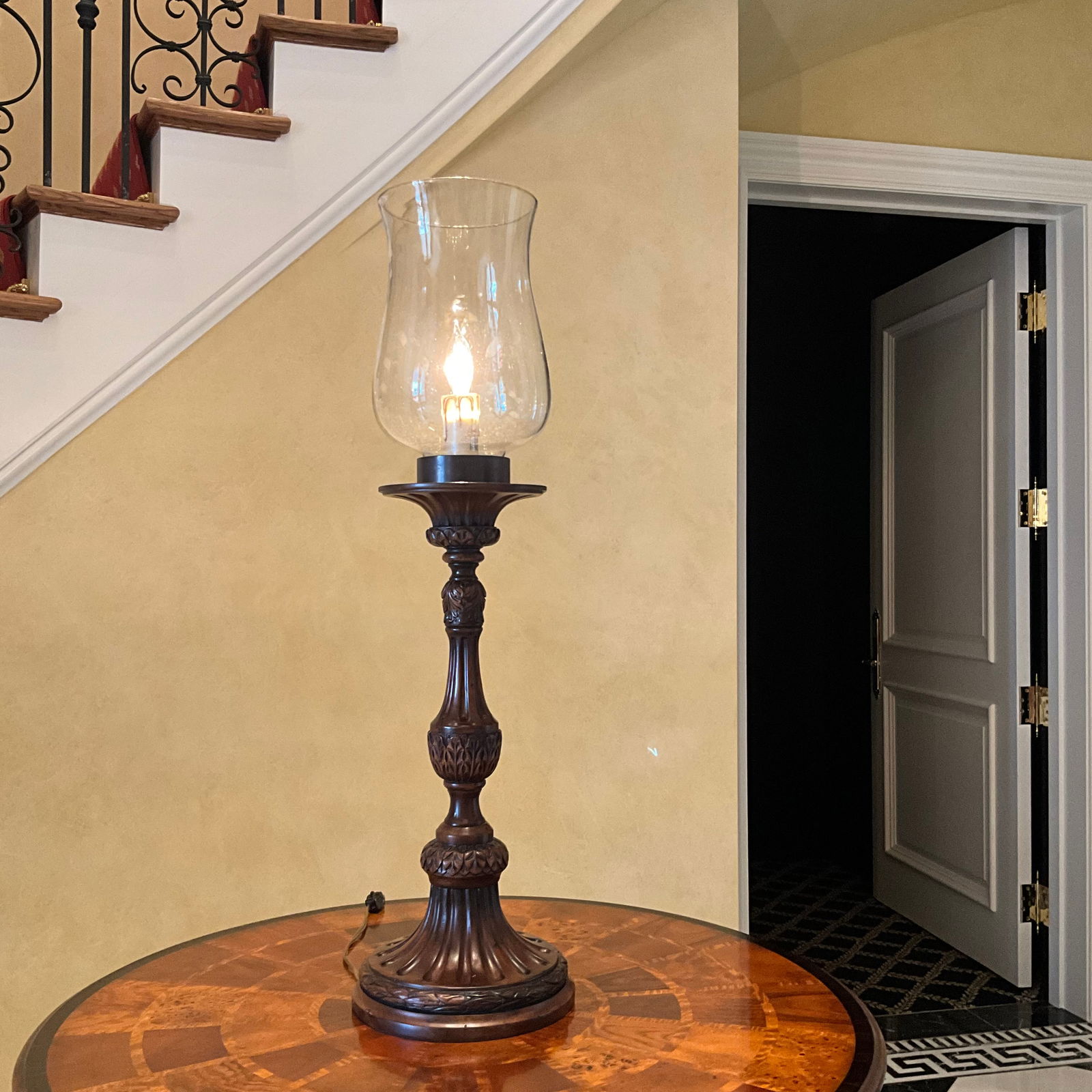 Vintage Theodore Alexander French Neoclassical Style Mahogany Candle Lamp (1 of 3)