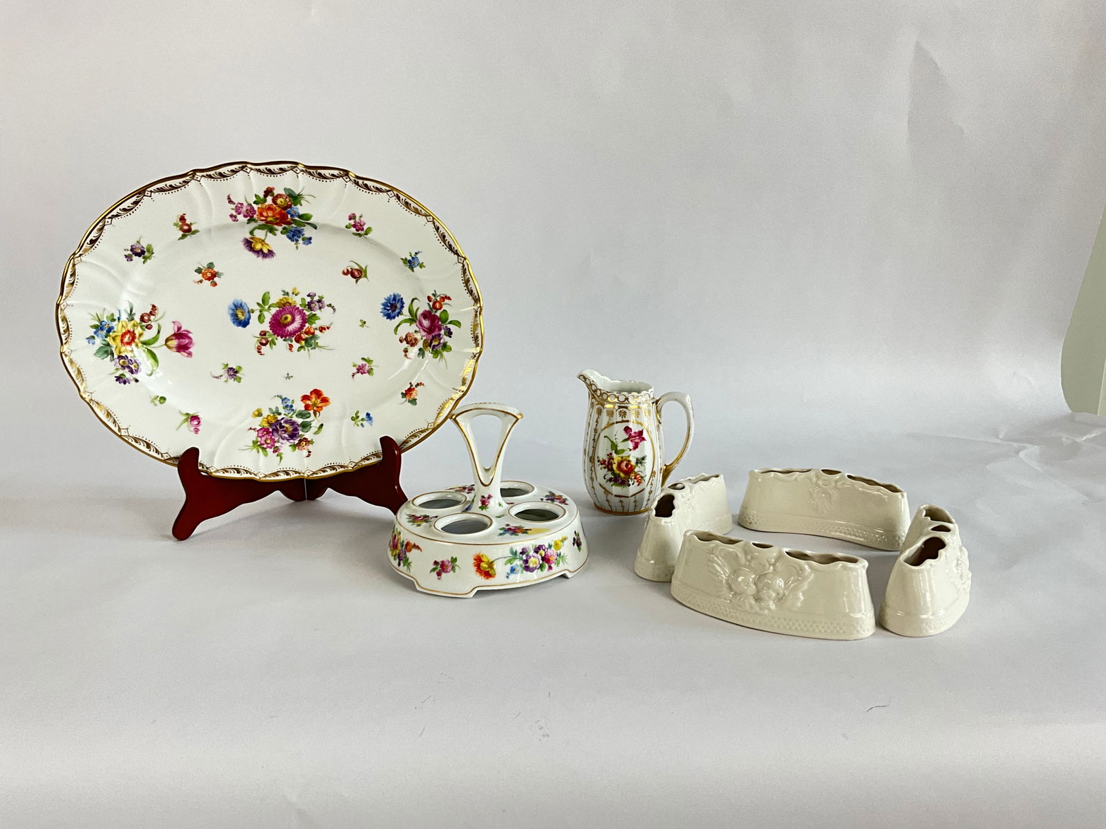 Lot of  Handpainted Dresden Porcelain Serving Pieces (1 of 6)