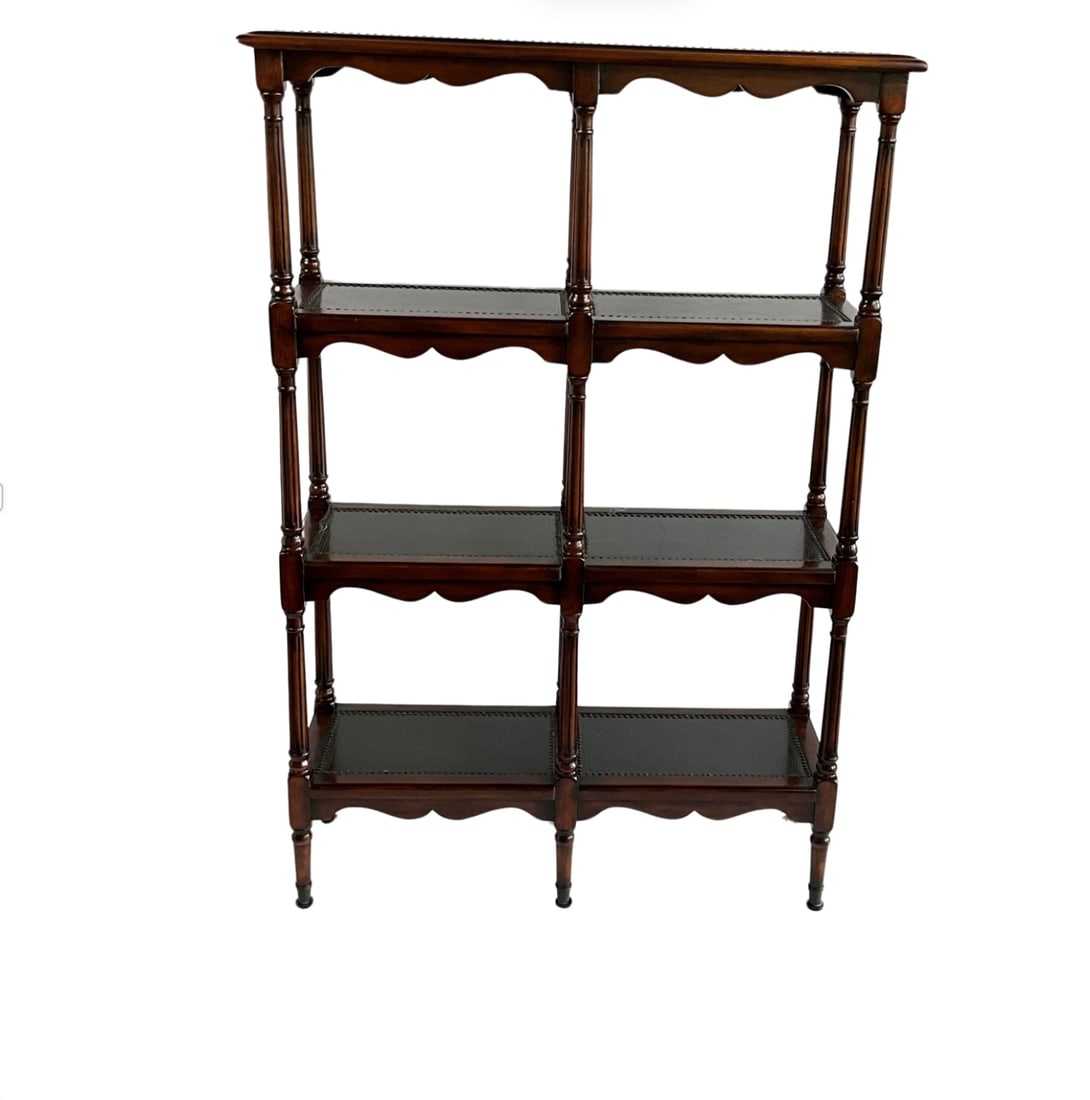 Theodore Alexander Victorian Walnut Brass Engraved 5 Tier Etagere Display Bookcase (1 of 7)