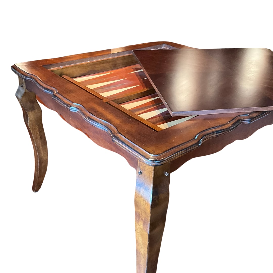 French Style Walnut and Veneer Inset Flip-Top Game Table (1 of 6)