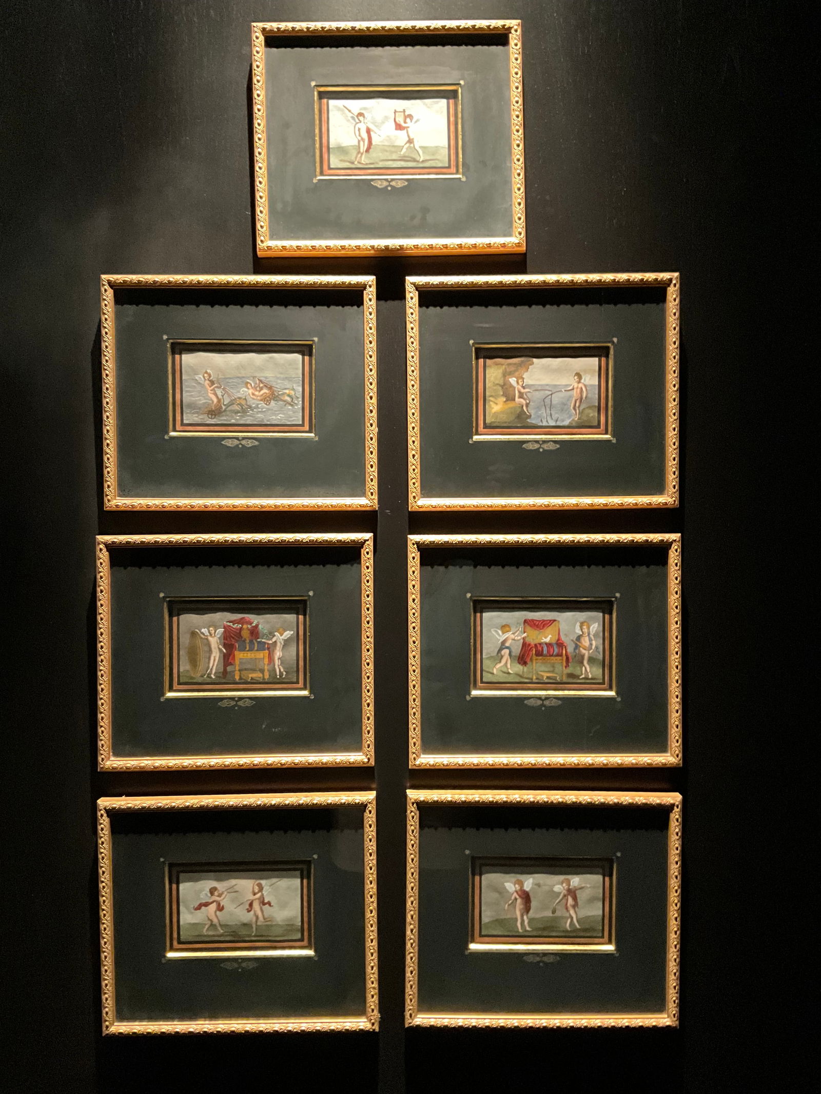 Set of Seven Handcolored Engravings" The Antiquities of Herculaneum" (1 of 9)