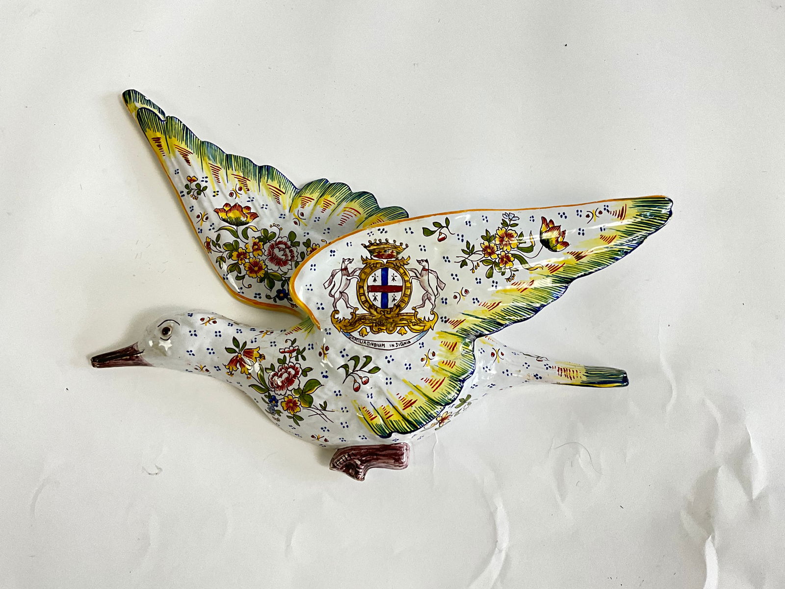 Antique Desvres French Handpainted Bird Wall Pocket (1 of 4)