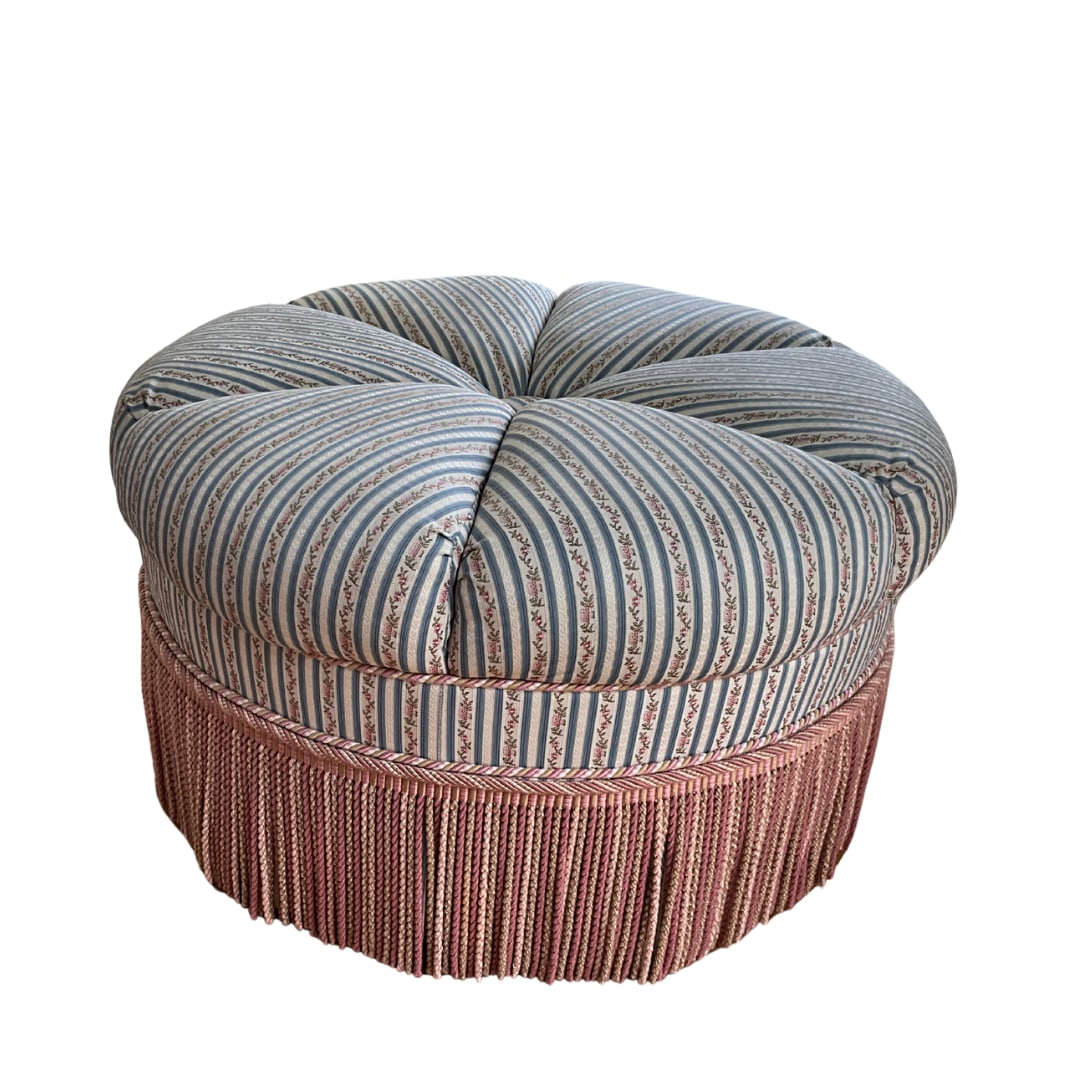 Custom Upholstered Round Ottoman on Castors (1 of 4)