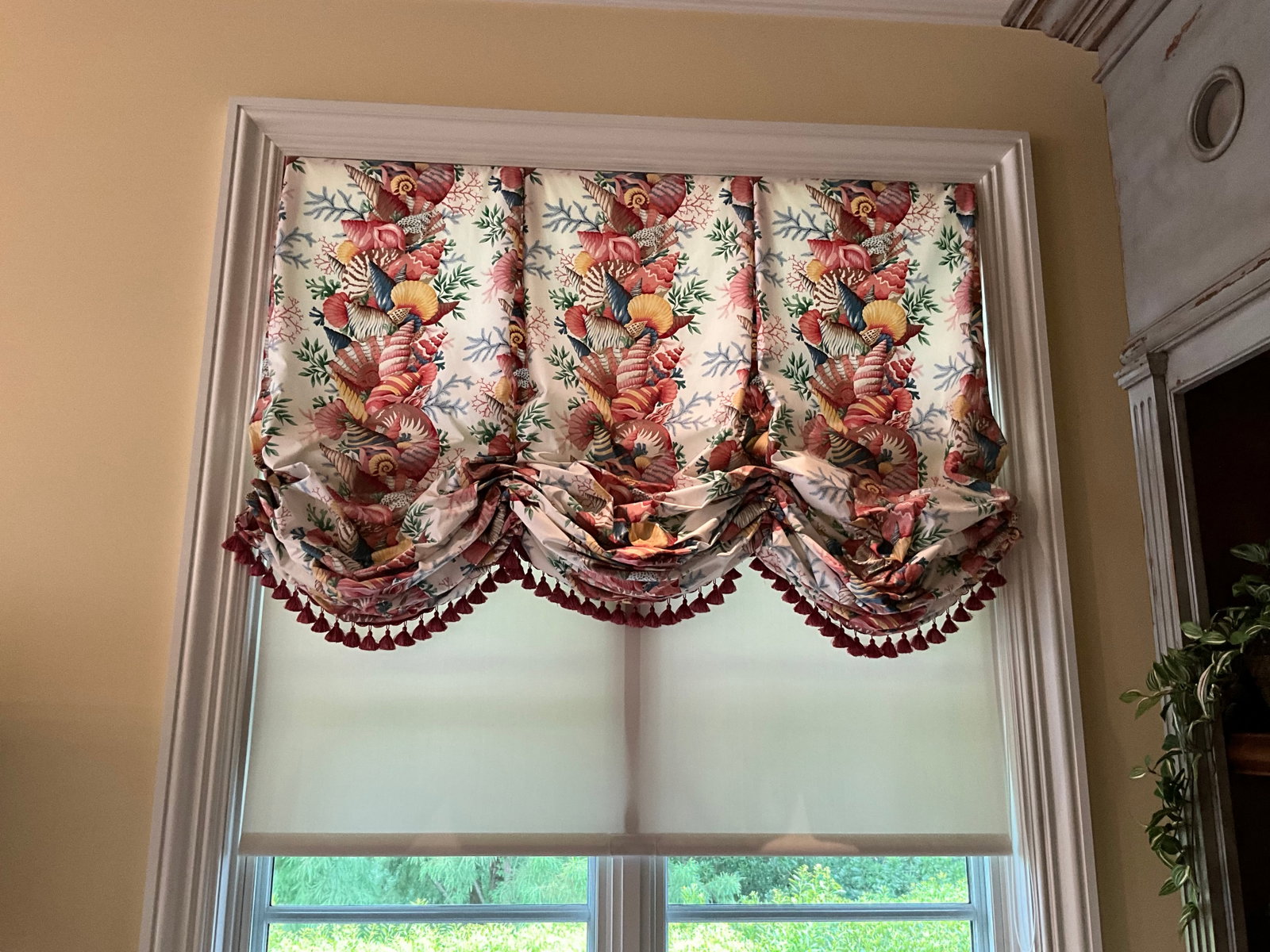 Custom Made Roman Balloon Shade: Measuring 57" wide x 74" long fully extended