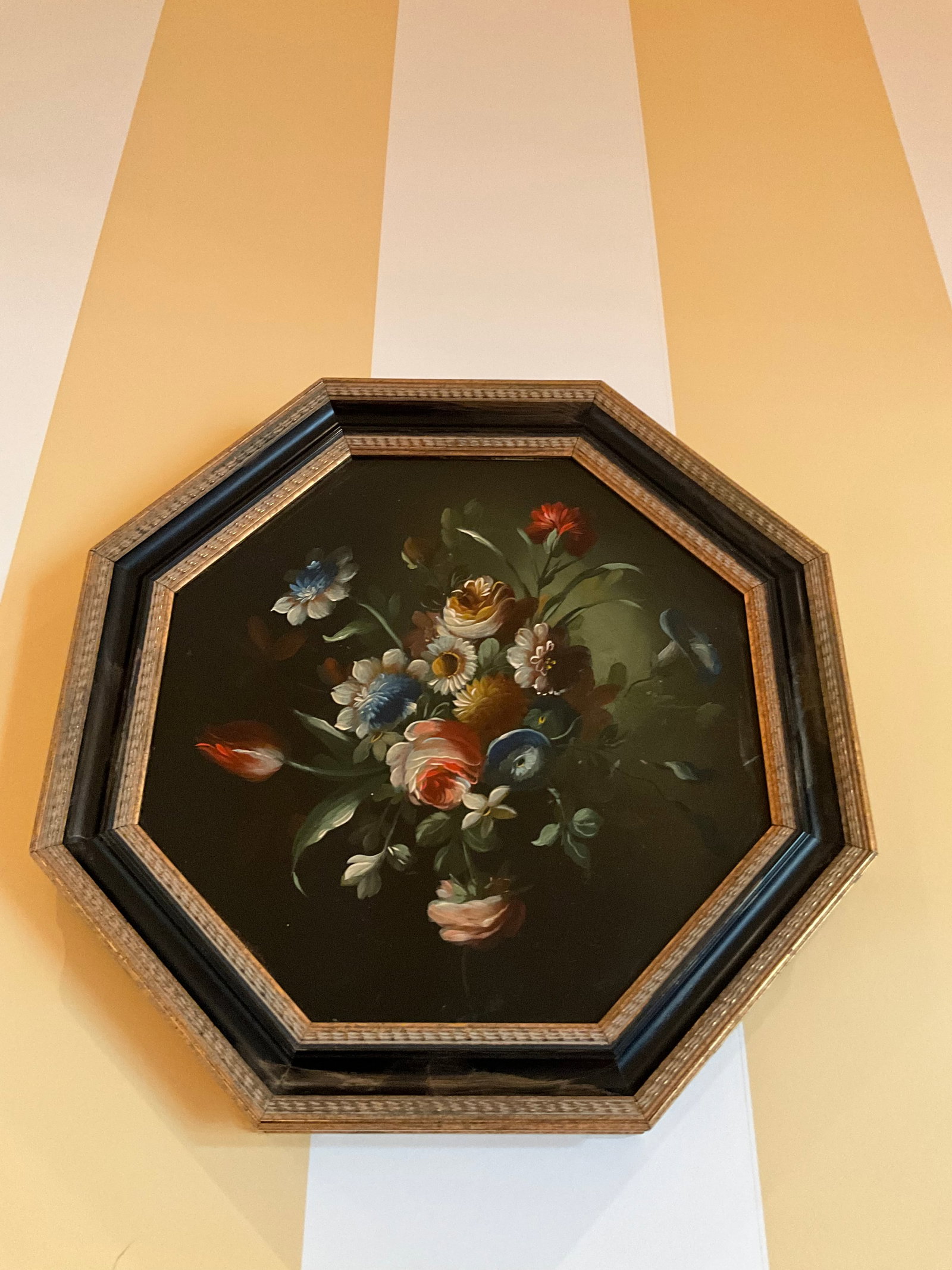 Hand painted Floral Octagonal Art on Wood (1 of 1)