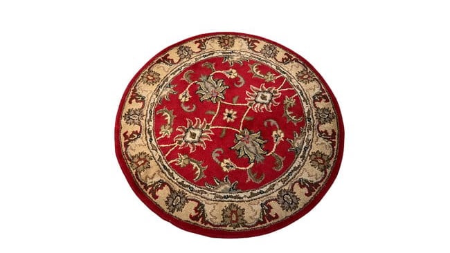 Round Hand-Tuffed Red & Gold Wool Oriental Rug (1 of 1)