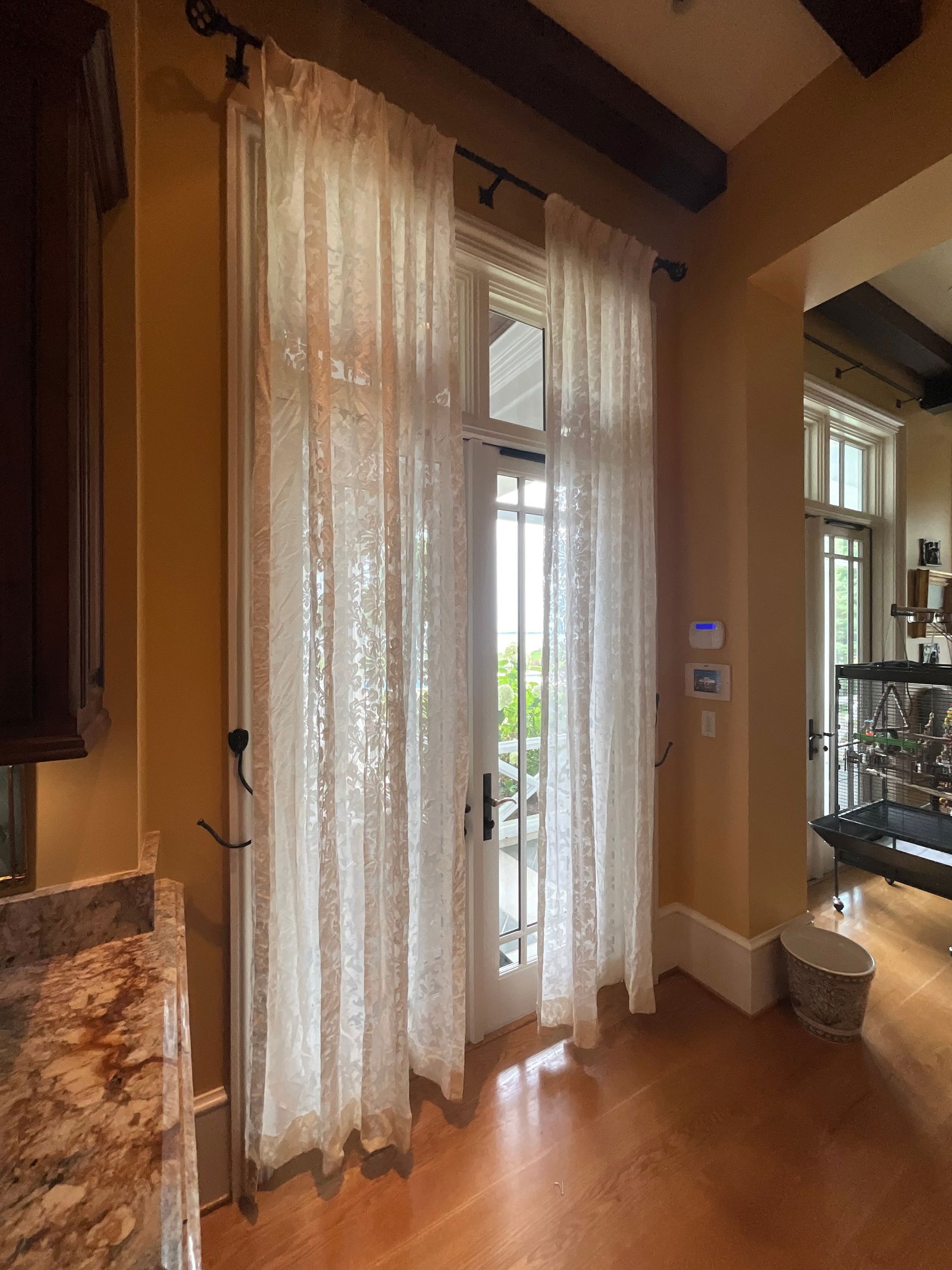 Pair of Custom Made French Country Style Damask Lace Panels (1 of 3)