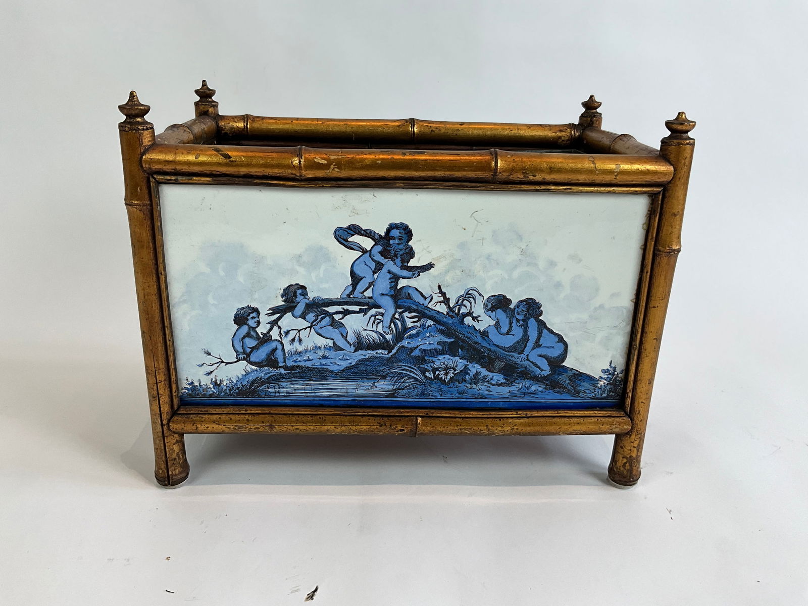 19th Century French Bamboo & Tile Planter w/Cherubs (1 of 5)