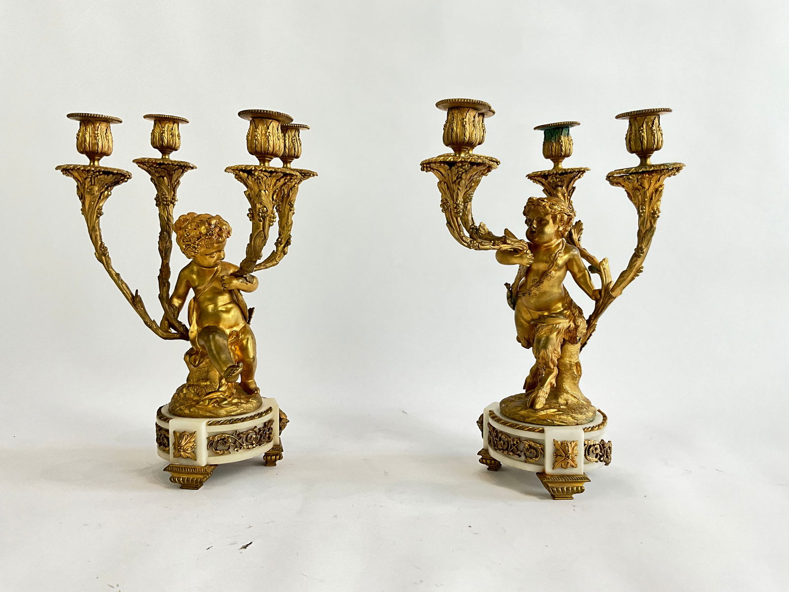 Pair of Louis XVI Style Gilt Bronze and Marble Candelabra (1 of 9)