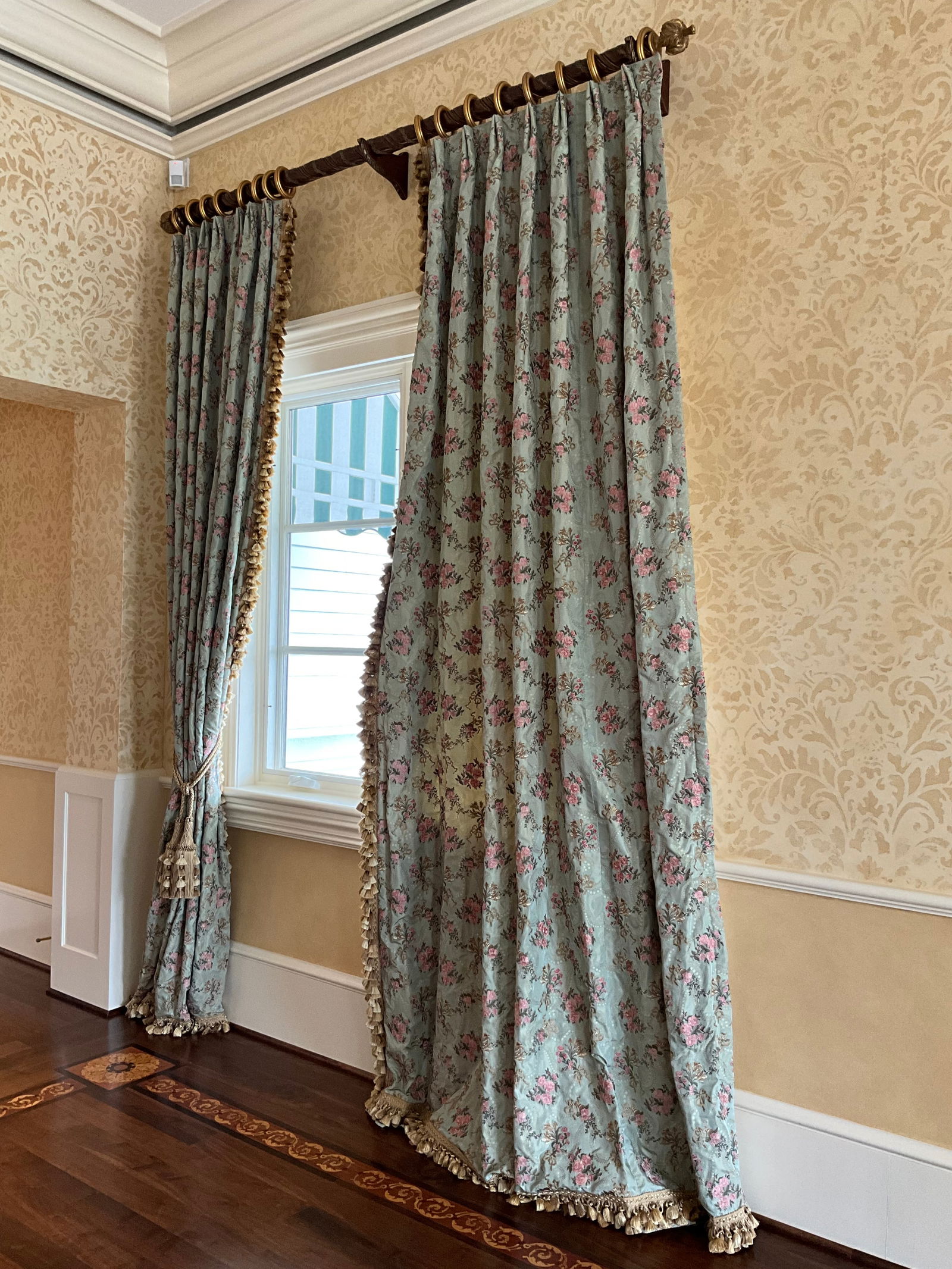 Pair of Custom Floral Embossed Rose Floral Window Treatments (1 of 7)