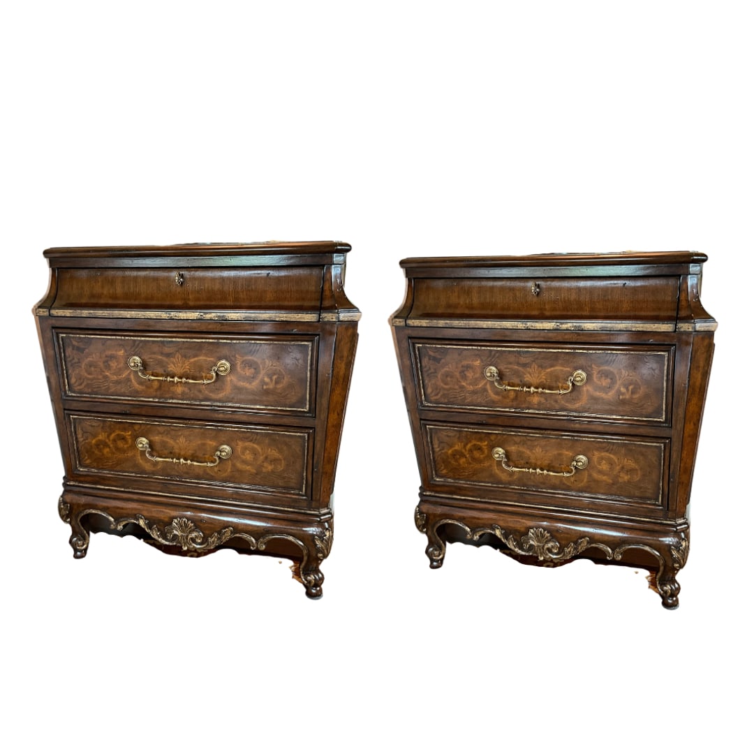 Pair of Marge Carson Inlay Marble Top Nightstands (1 of 5)