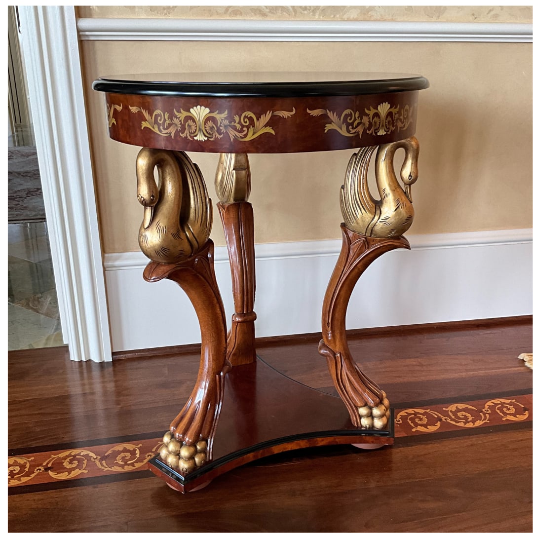 French Empire Style Carved Mahogany Round Occasional Table (1 of 3)