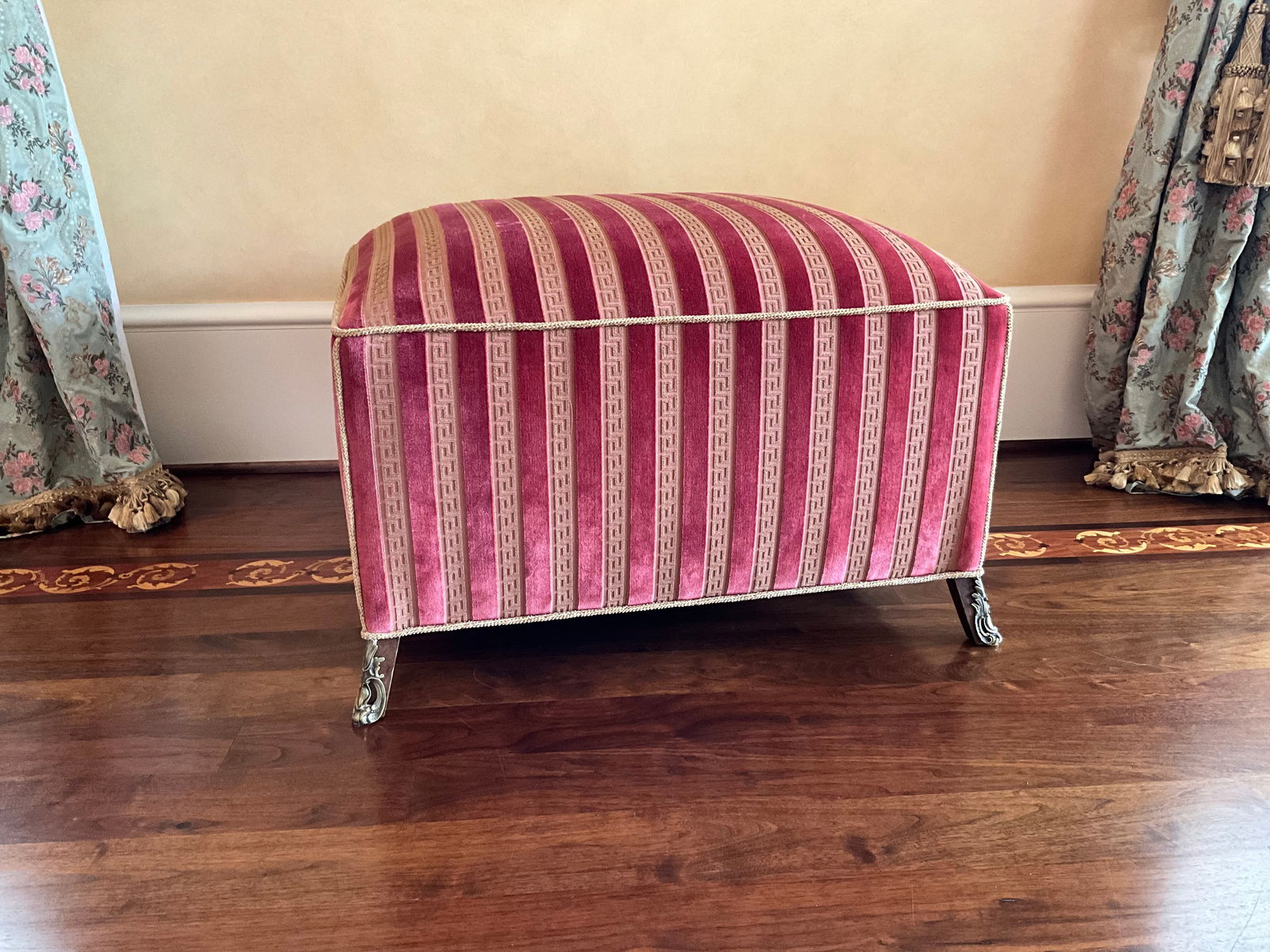 French Neoclassical Style Brass Footed Ottoman (1 of 3)