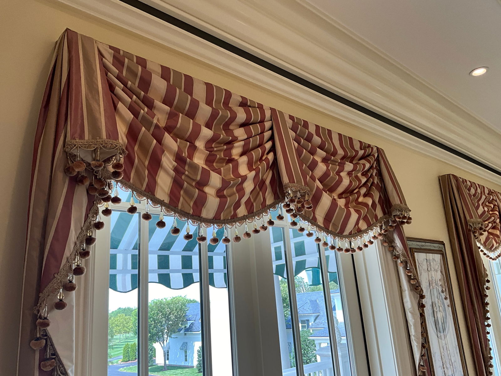 Pair of Custom Made Window Valances with Teardrop Trim (1 of 3)