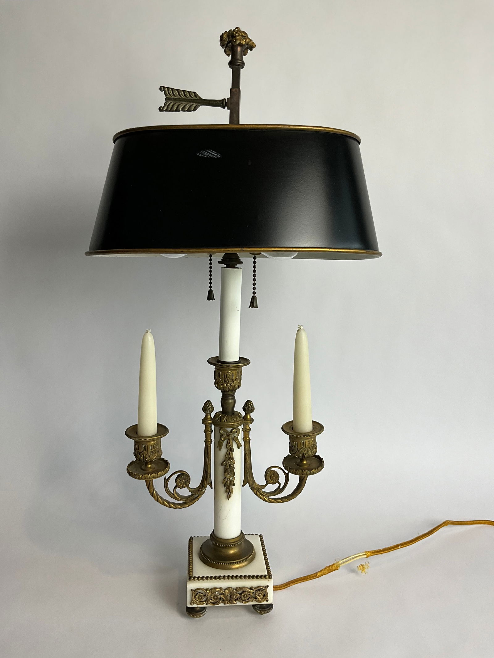 Antique French Empire Bouillotte Gild Bronze Lamp (1 of 6)