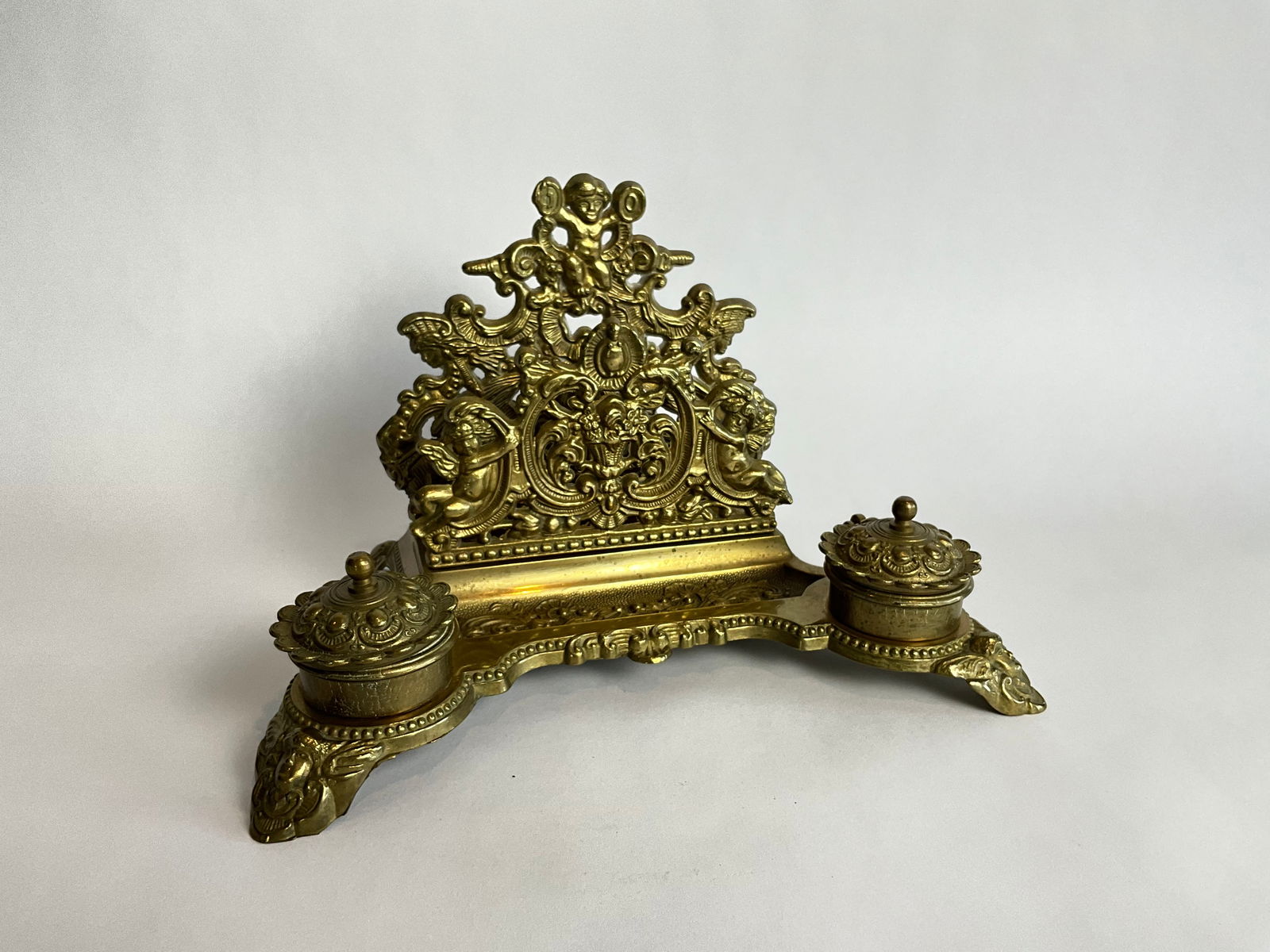 Antique Brass French Inkwell (1 of 6)