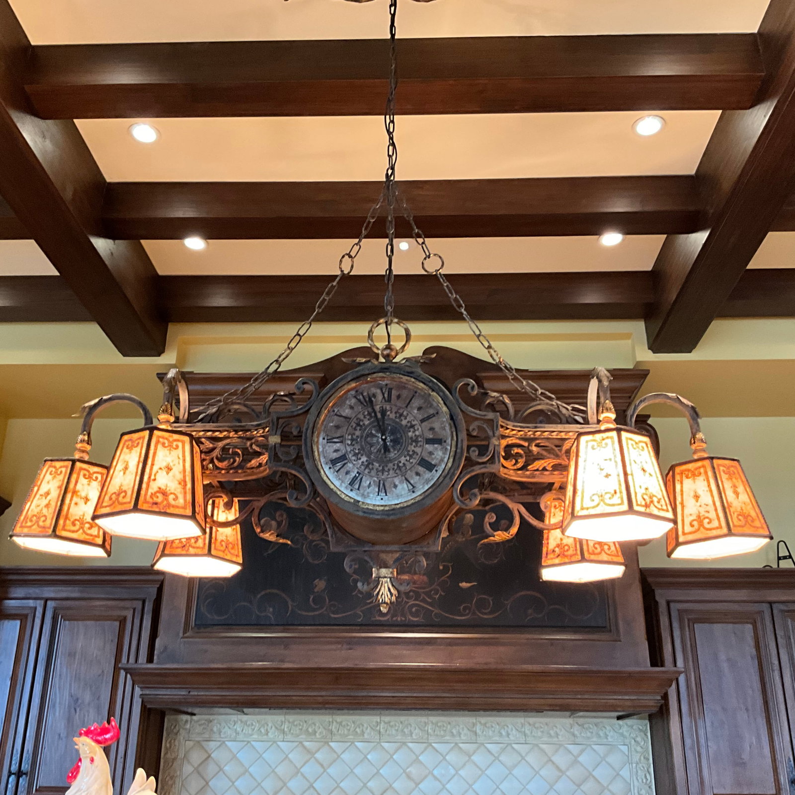 Fine Art Handcrafted Six Lamp Clock Chandelier (1 of 6)