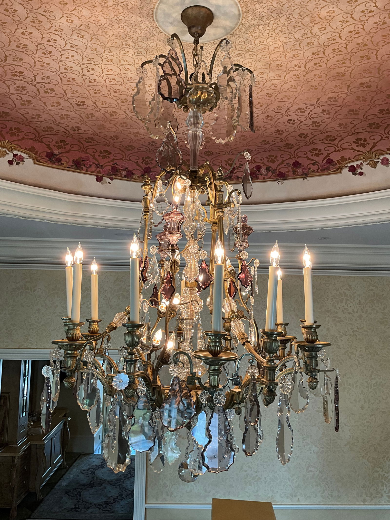 Large Vintage French Pendeloque Style 12 Arm Crystal Chandelier (1 of 6)