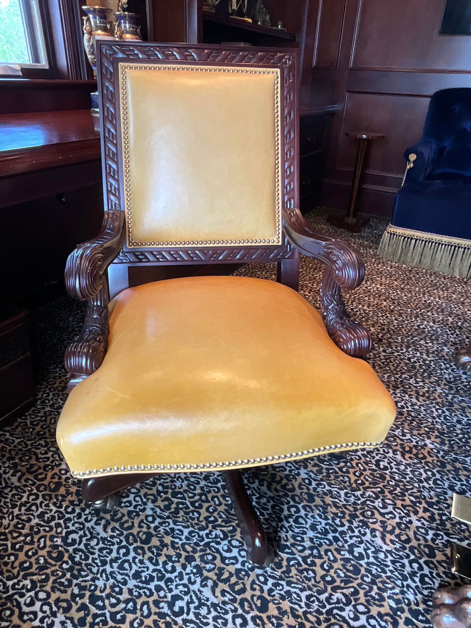 Vintage Robb & Stucky Mahogany French Style Leather Executive Chair (1 of 3)