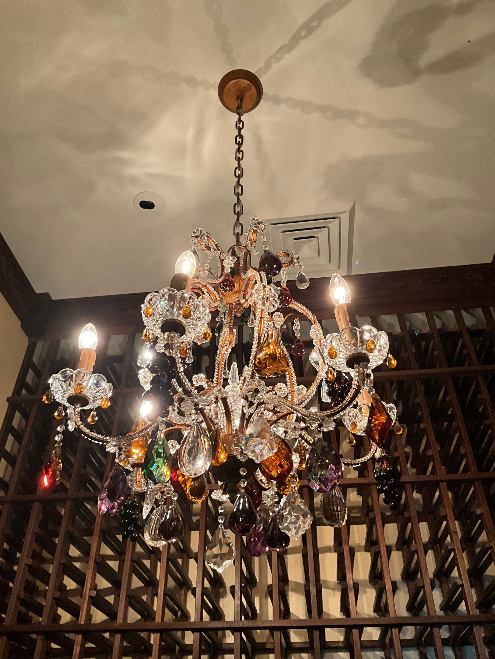 Large Multi Colored Crystal Chandelier (1 of 3)