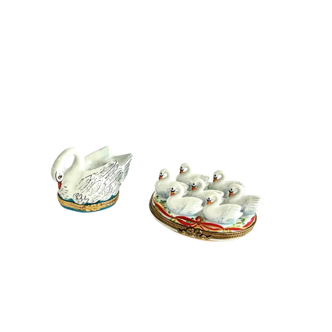 Two Limoges Swan Porcelain Boxes (1 of 2)