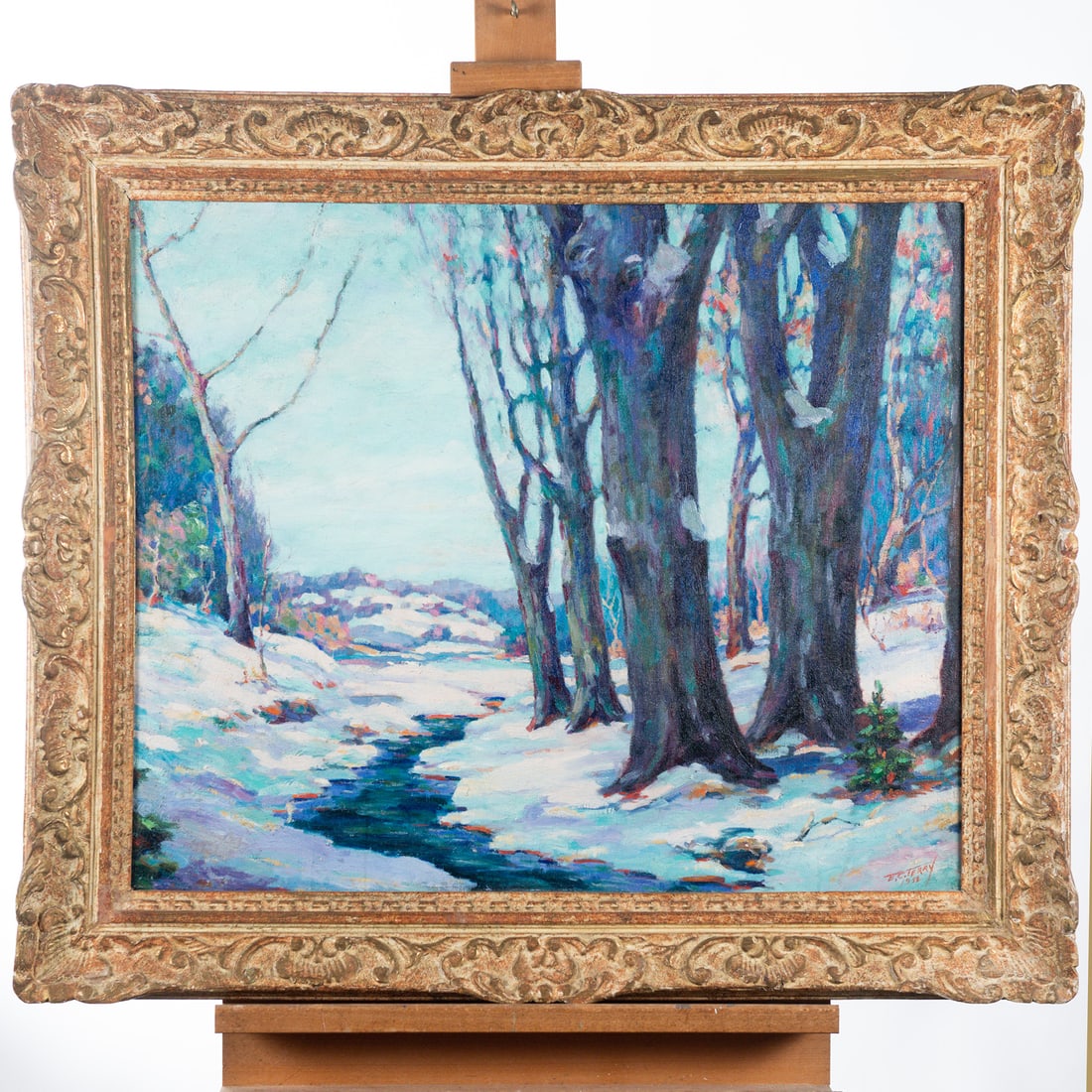 20th Century Oil Painting Snowy Landscape by E.C. Terry 1932 (1 of 3)