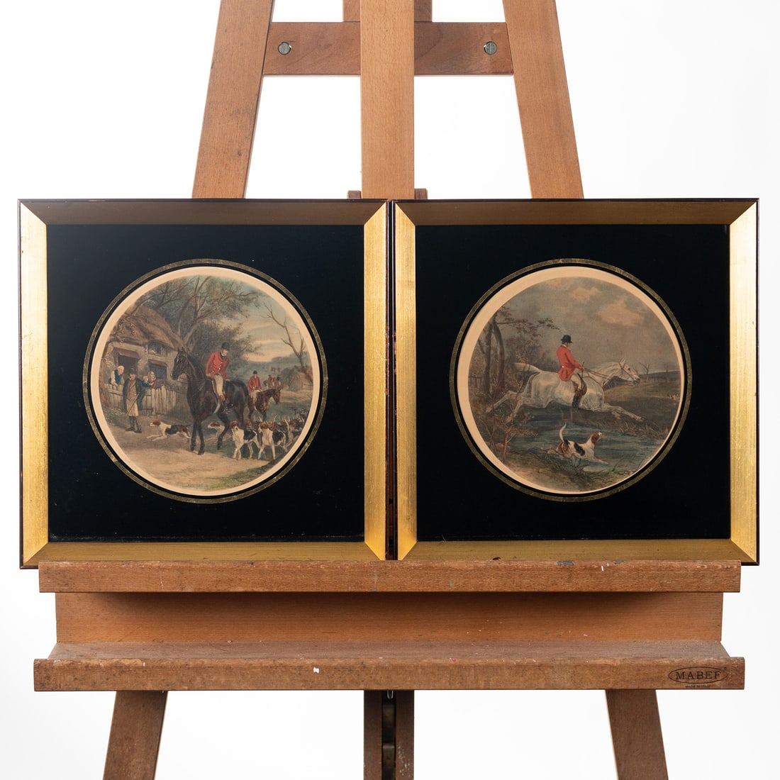 Pair of Round Colored Circular Engraving of English Hunt Scene W. J. Shayer (1 of 7)