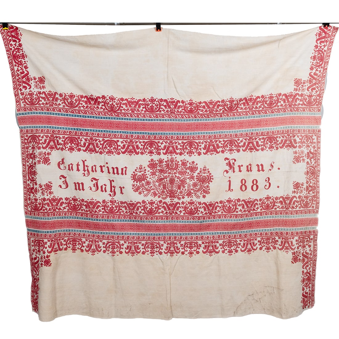 Antique 1883 Embroidered German Tablecloth (1 of 6)
