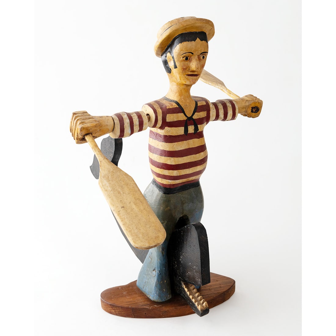 Vintage Sailor and Whale Whirligig: Measuring 21.75" high x 15" wide x 20" deep