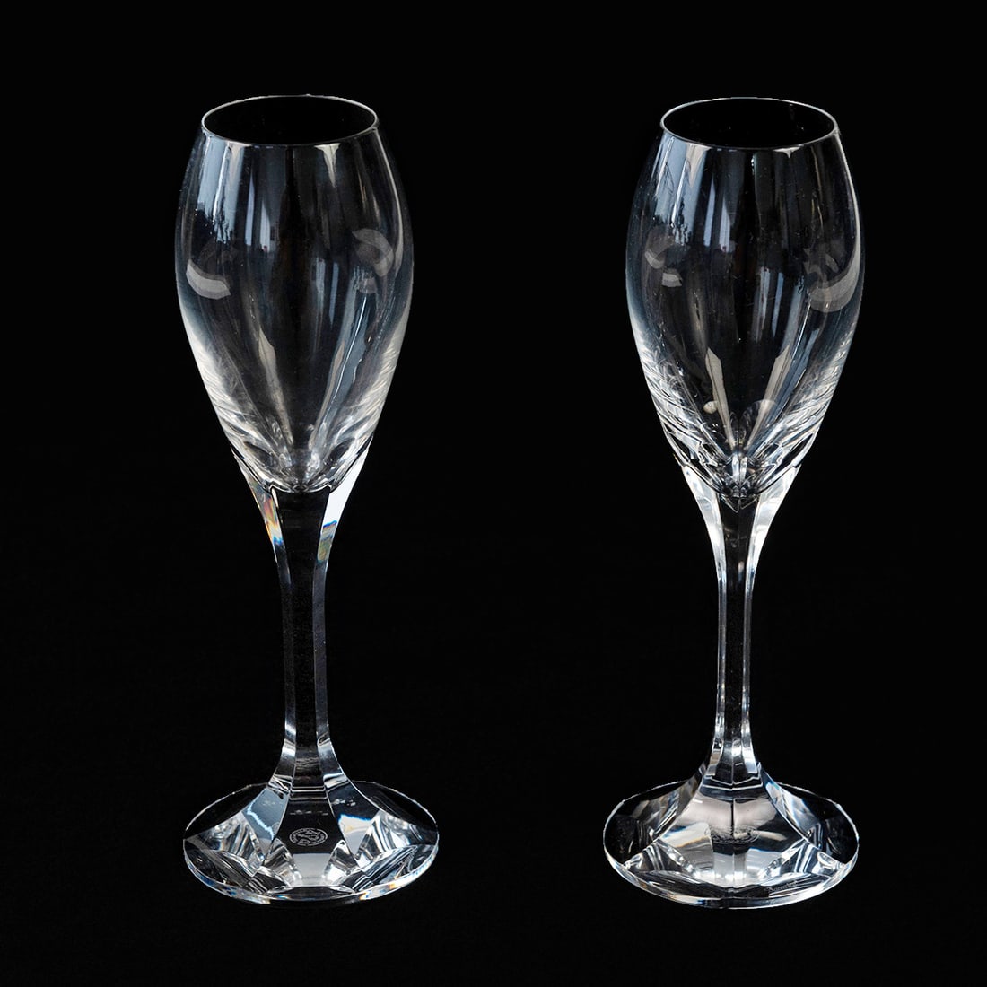 Pair of Baccarat Tattinger Champagne Flutes: Pair of Baccarat Tattinger Champagne Flutes measuring approximately 8" high excellent condition