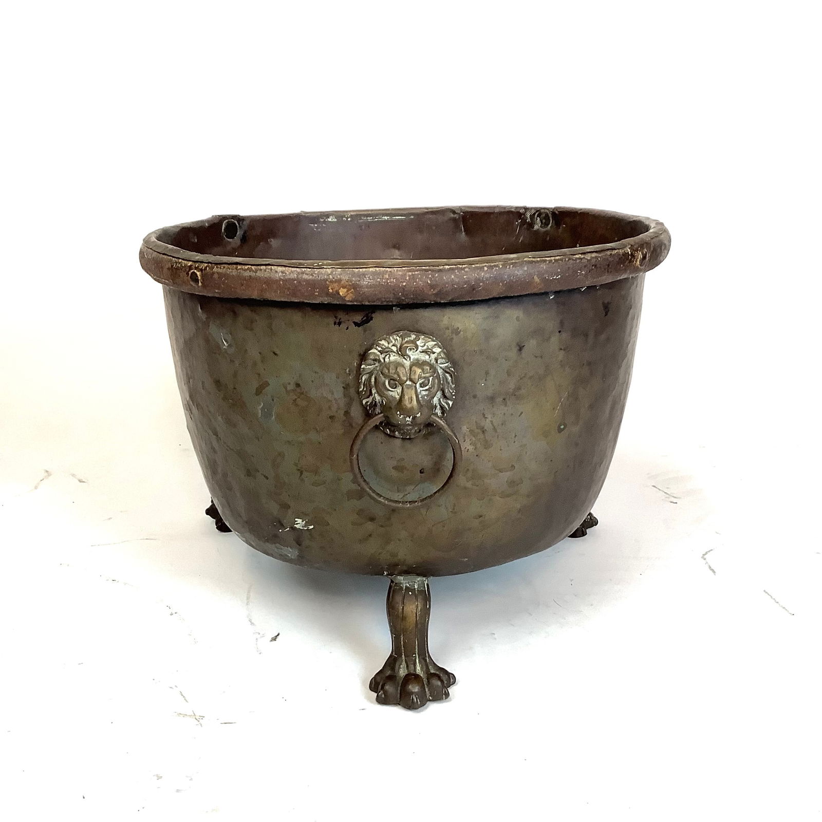 Antique 19th Century English Copper Bronze Log Cauldron (1 of 7)