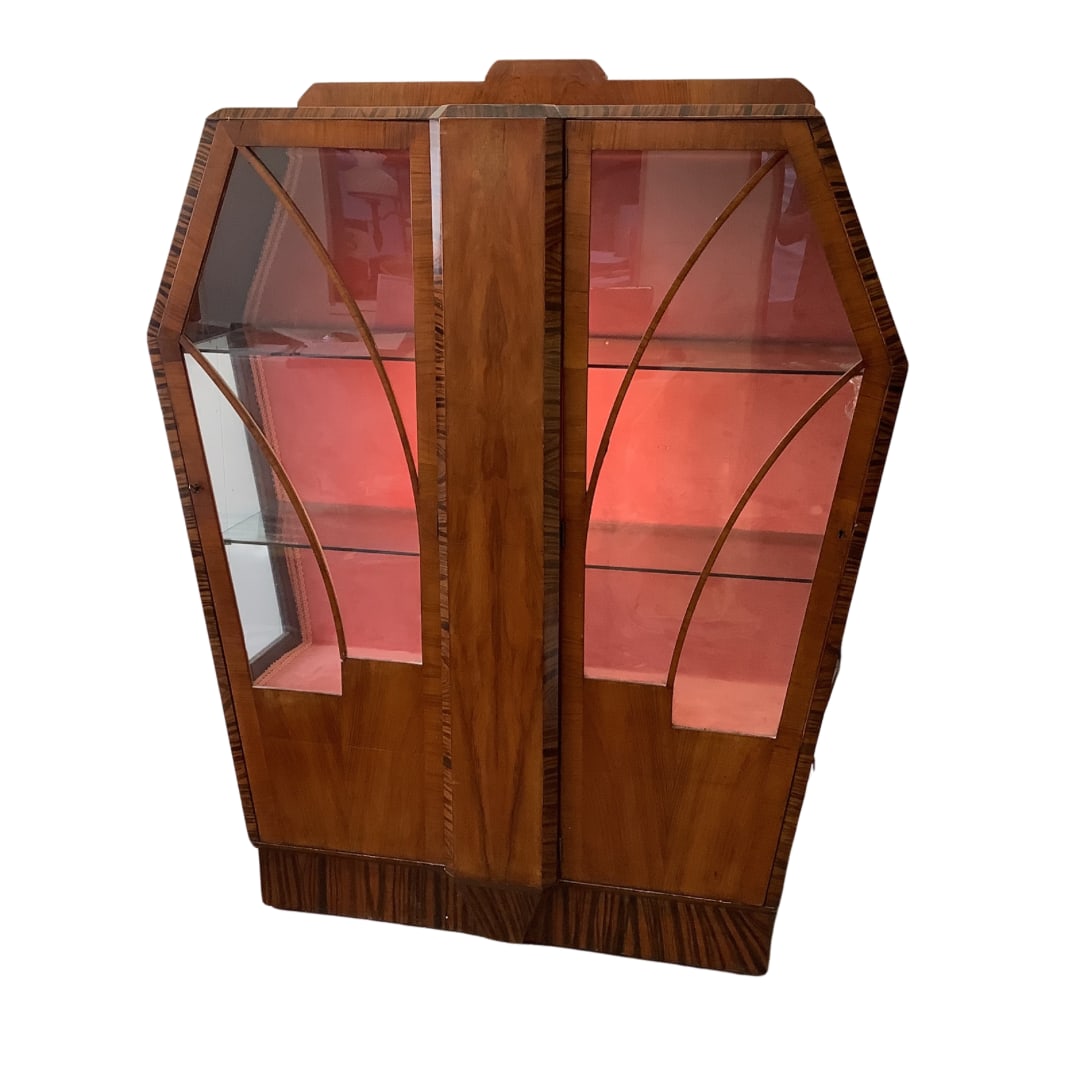 Antique French Art Deco Butterfly Glass Door Cabinet (1 of 8)