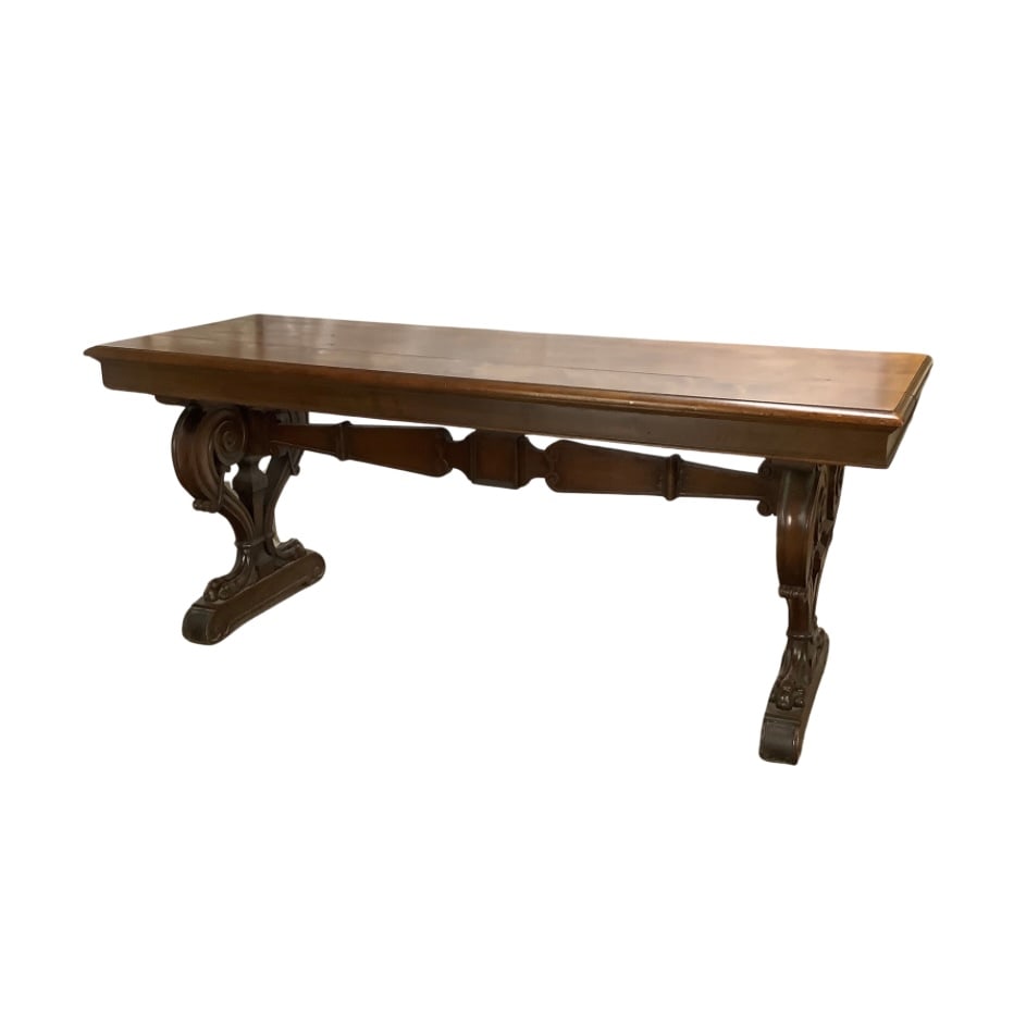 Antique Walnut Regency Style Library Rectory Center Table (1 of 11)