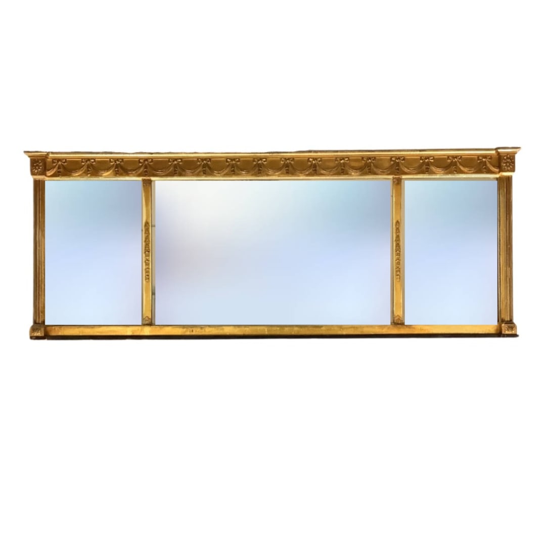 Antique Three Panel Gold Gild Mantle Mirror (1 of 3)