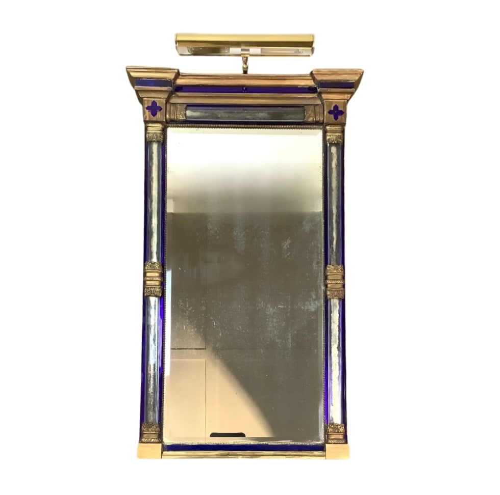 Vintage Empire Federal Style Blue Glass Wall Mirror (1 of 4)
