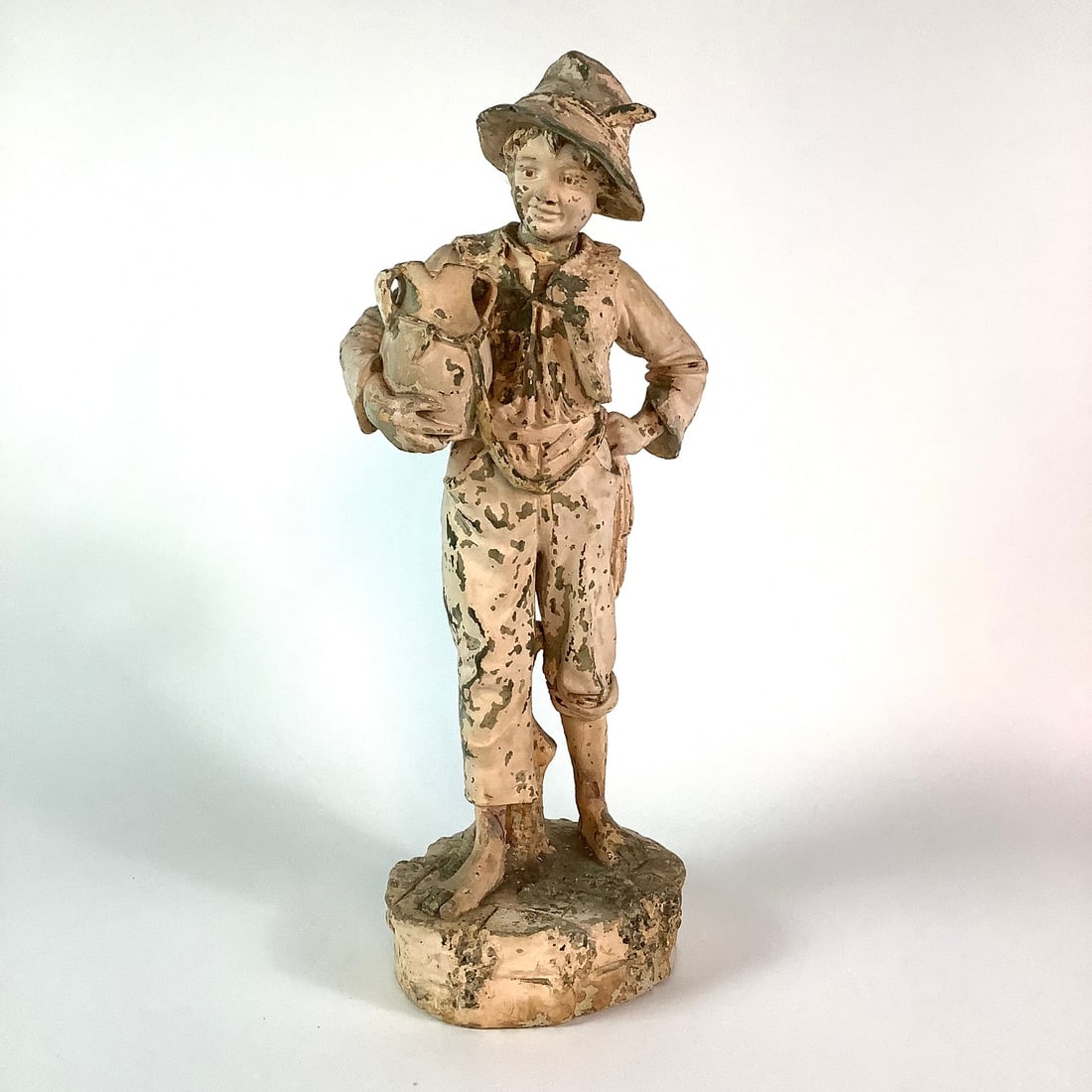 Vintage Cast Chalkware Figurine Of Young Boy Holding a Pitcher (1 of 5)