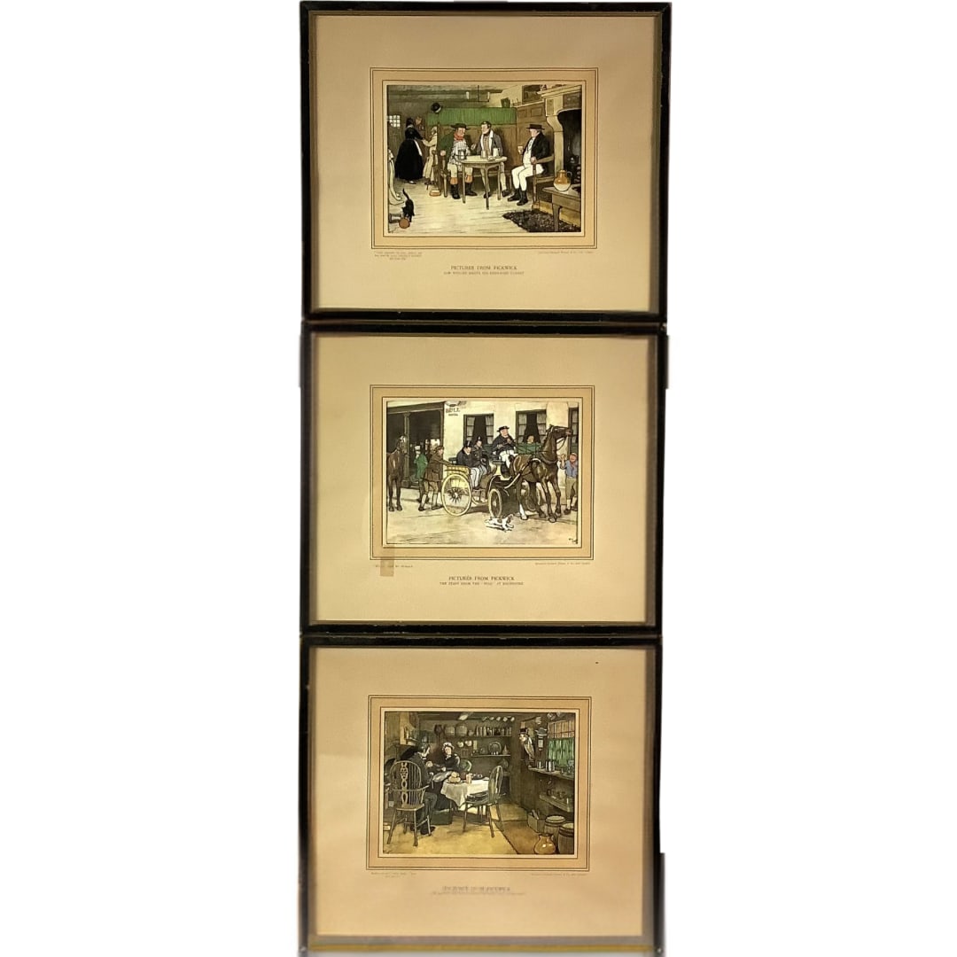 Set of 3 Charles Dickens From Pickwick Papers Lithographs by Cecil Aldin (1 of 5)