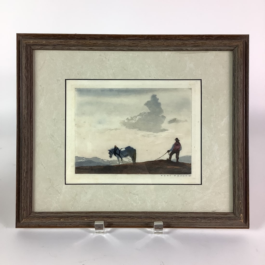 "Am Felde" Woodcut Color By Hans Frank (1884-1948): Circa 1921, color woodcut. 11.5" high x 13.75" wide