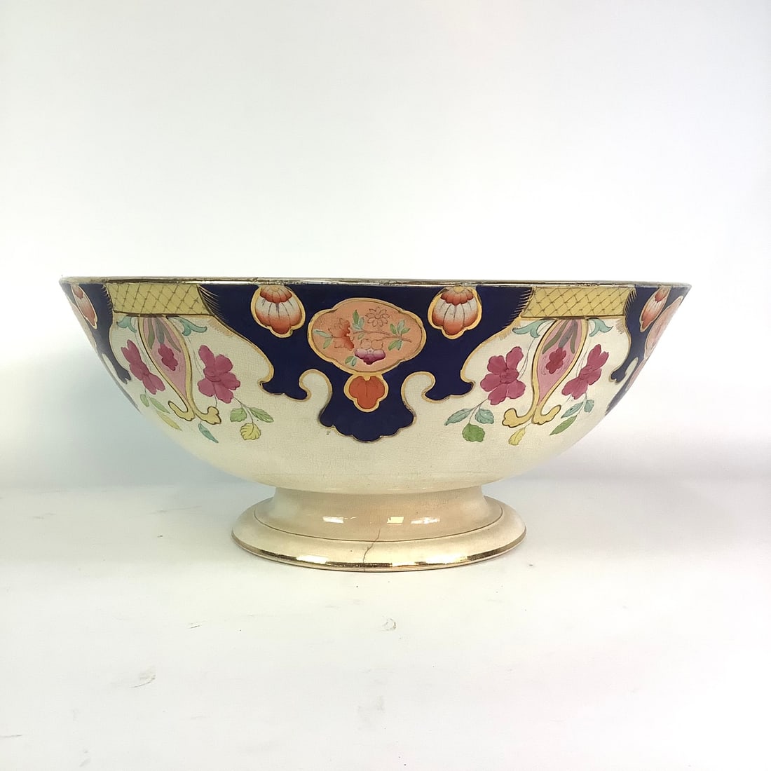 19th Century English Ironstone Footed Punch Bowl Made by Ridgeways (1 of 9)