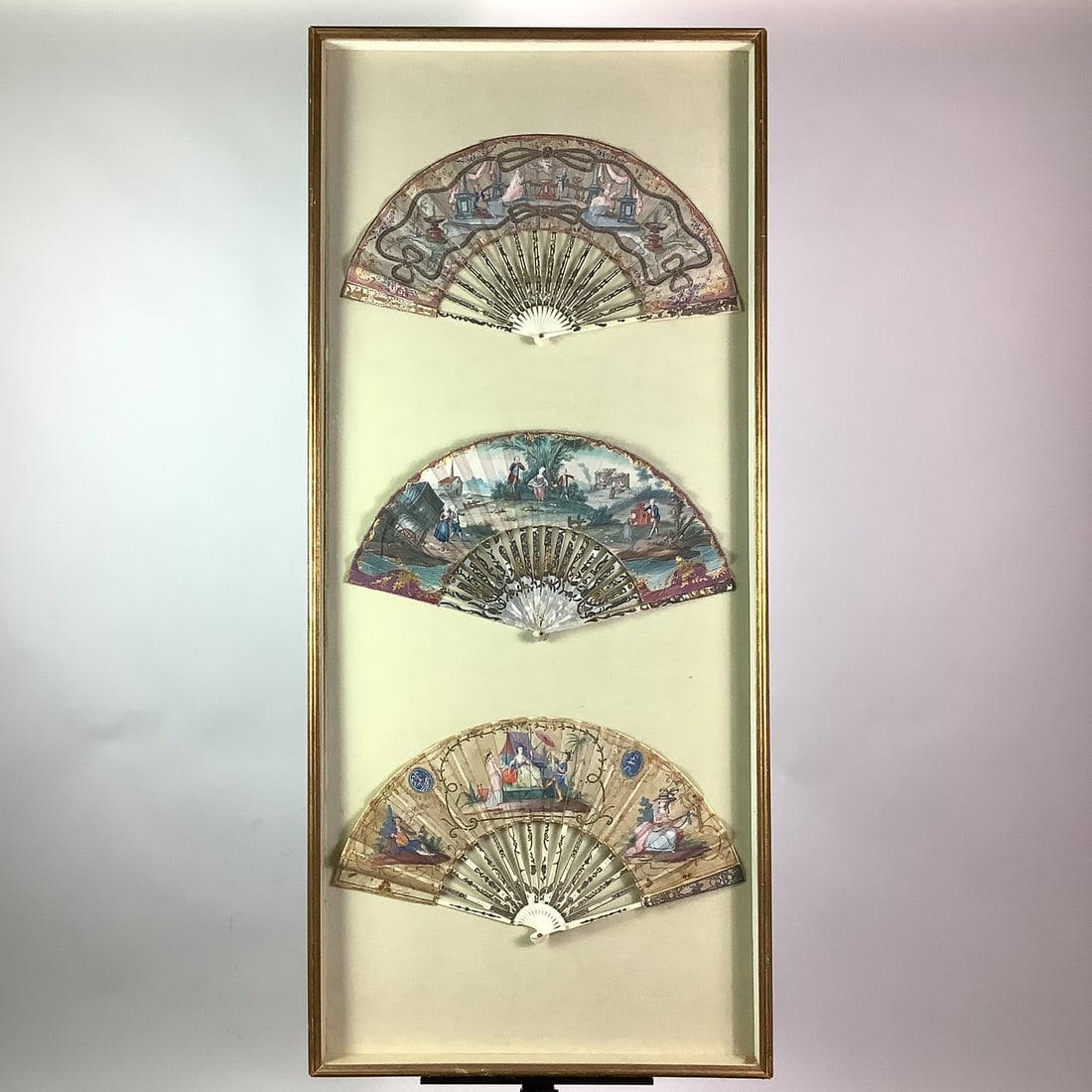 Antique Framed French Ivory And Mother of Pearl Handled Fans (1 of 5)