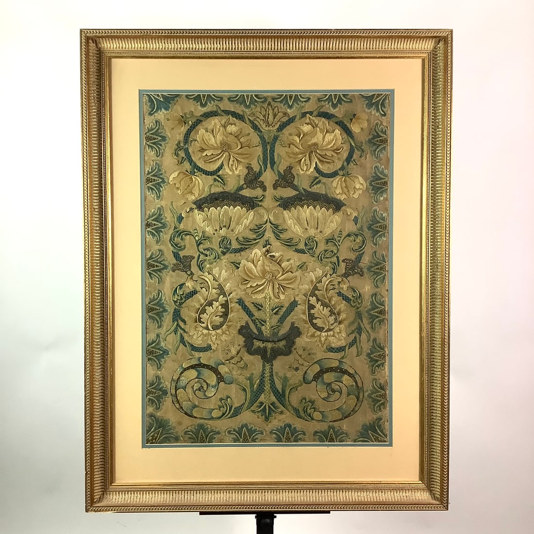 Antique Framed Silk Floral Panel of Embroidery (1 of 5)