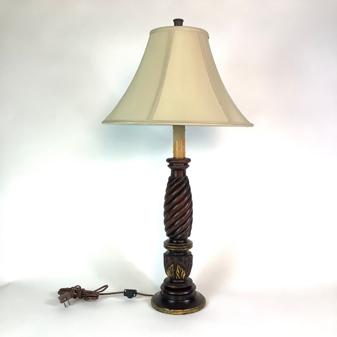 Barley Twist Table Lamp With Red & Gold Gilt Decor (1 of 4)